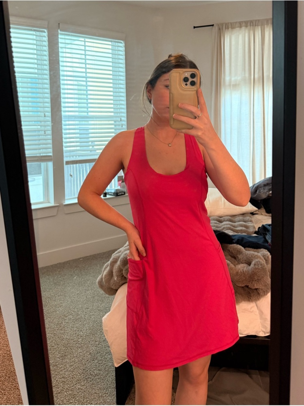 Hot Pink Sleeveless Scoop Neck Athletic Dress